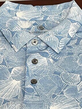 Southern Proper (Perry Ellis) Men's Polo Shirt - Blue & White - Size L - EUC